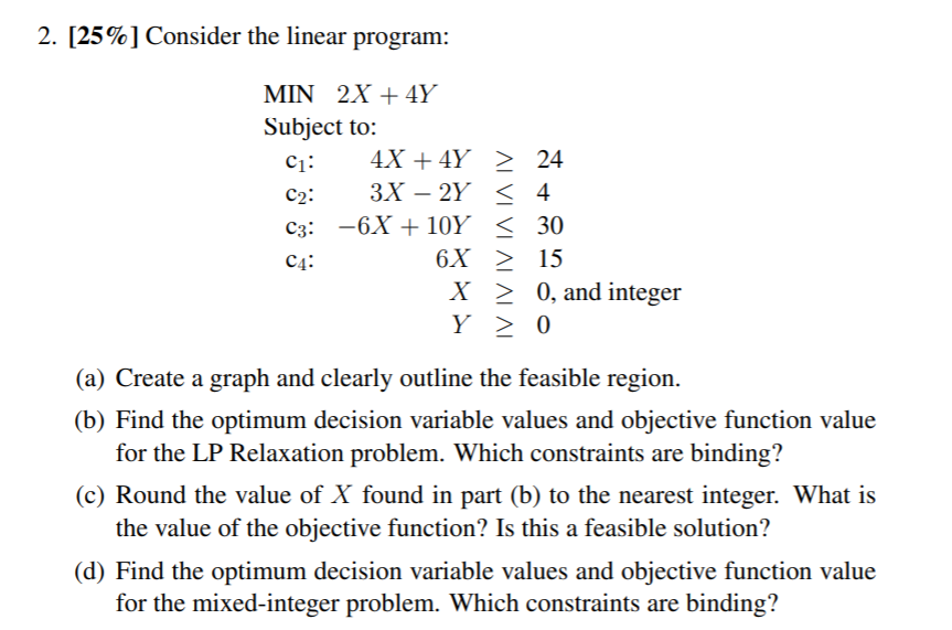 Thank you 2. [25%] Consider the linear program: