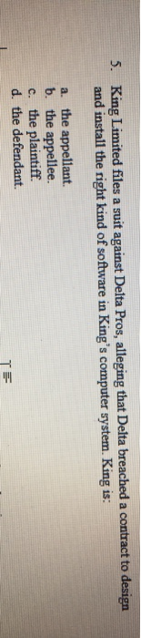5. King Limited files a suit against Delta Pros,
