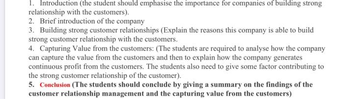 1. Introduction (the student should emphasise the