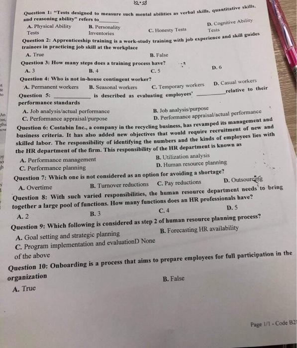 human resource management!!! i need help D.