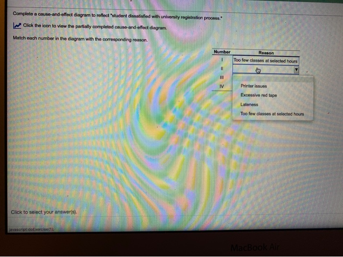 complete a cause-and-effect diagram to reflect