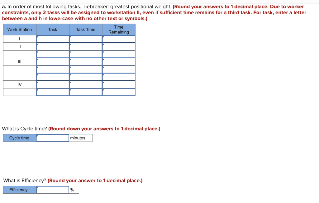 A manager wants to assign tasks to workstations