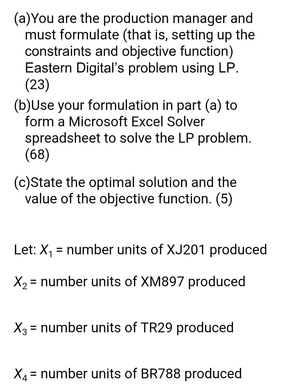 Please solve for (a), (b) and (c) using excel