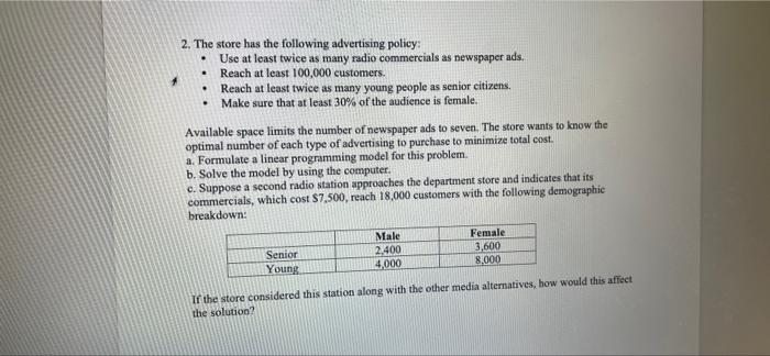 please solve this question using lingo and answer