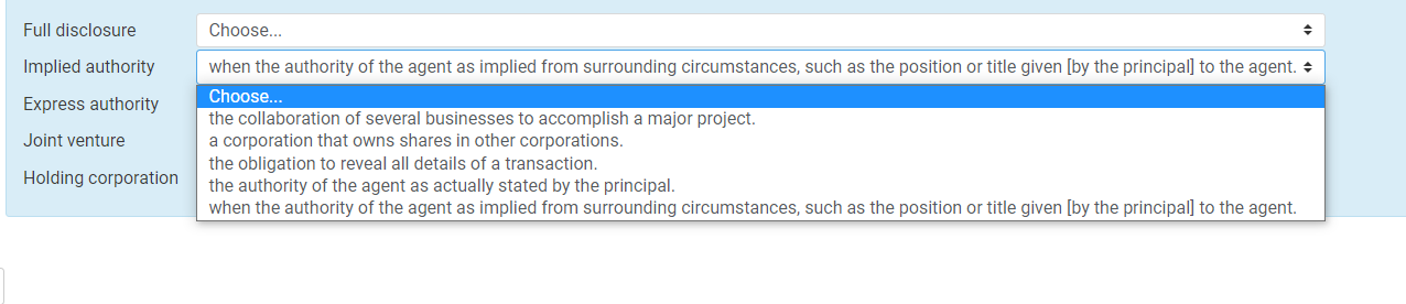 Full disclosure Choose... Implied authority