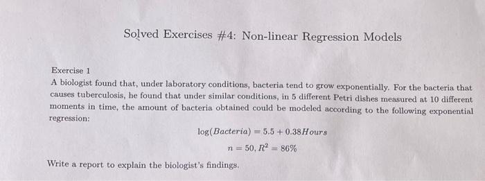 Solved Exercises #4: Non-linear Regression Models