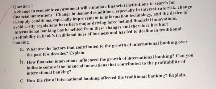 short answer please Question 1 A change in