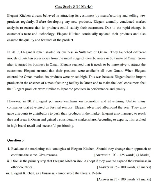 For Industrial management Case Study 3 (10 Marks)