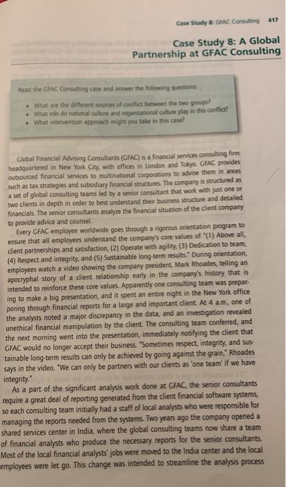 Case Study & GAC Consulting 417 Case Study 8: A