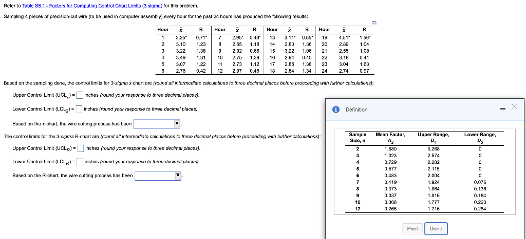 Refer to Table S6.1. Factors for Computing