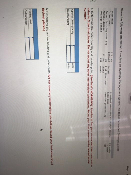 Saved Help Given the following information,