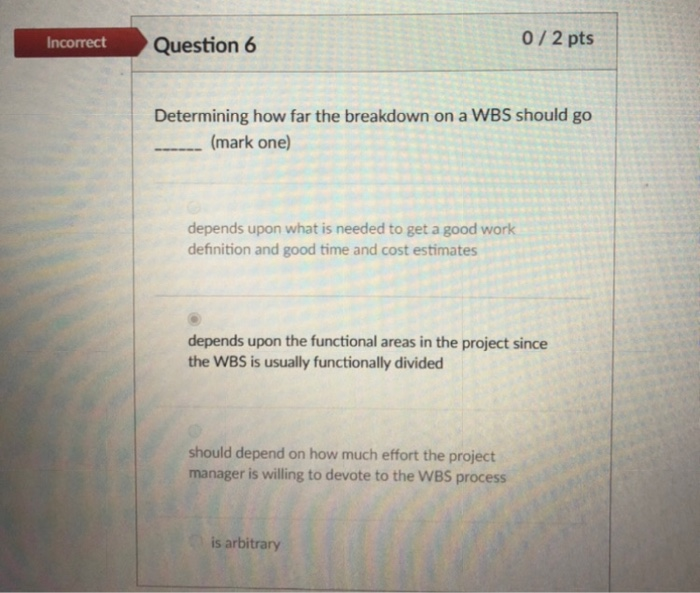 Incorrect Question 10 072 pts The statement of