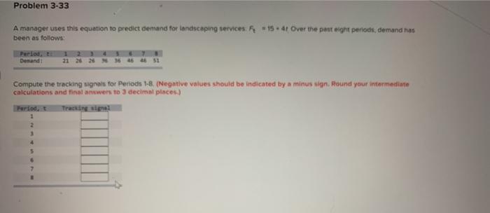 Problem 3-33 A manager uses this equation to