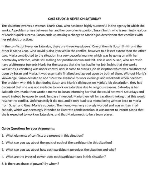 Answer the questions listed under the case study