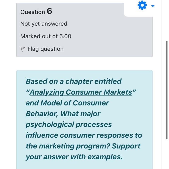 Question 6 Not yet answered Marked out of 5.00 P