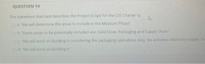 QUESTION 14 The statement that best describes the