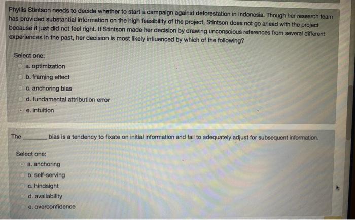 Phyllis Stintson needs to decide whether to start