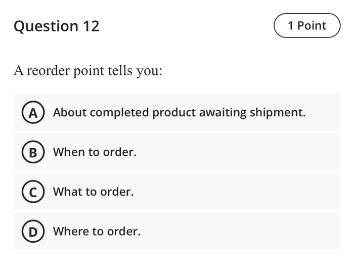 production planning and control Question 12 1