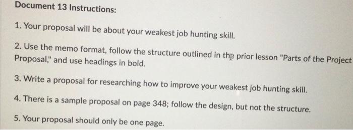 Document 13 Instructions: 1. Your proposal will