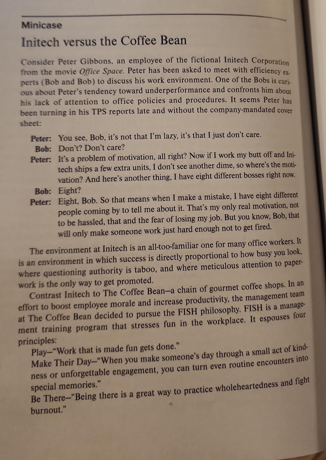 please answer the three questions Initech versus