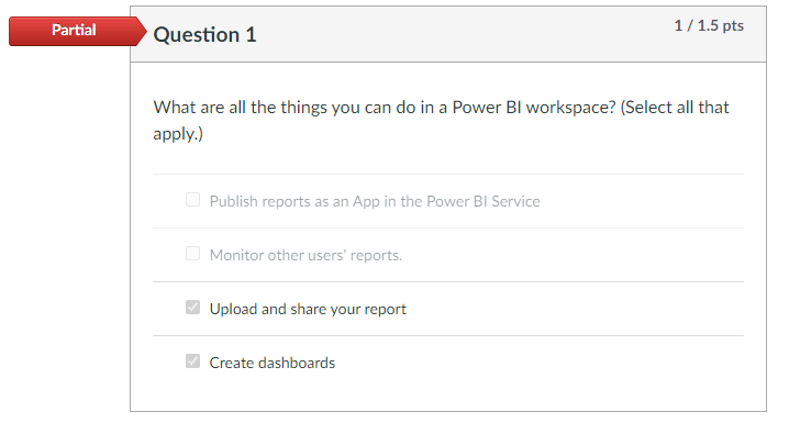 The following question is only partly correct,