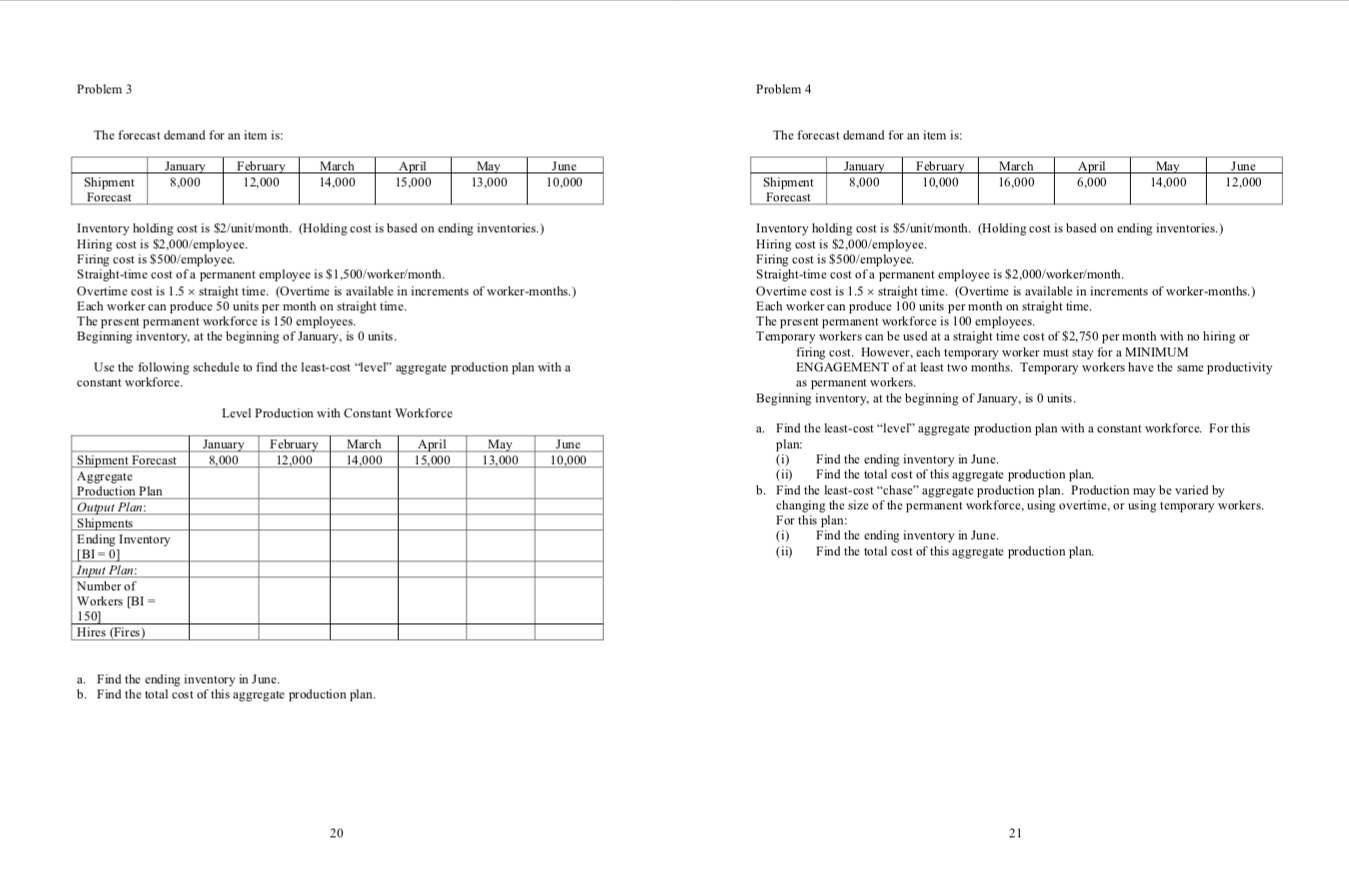 Problem 3 Problem 4 The forecast demand for an