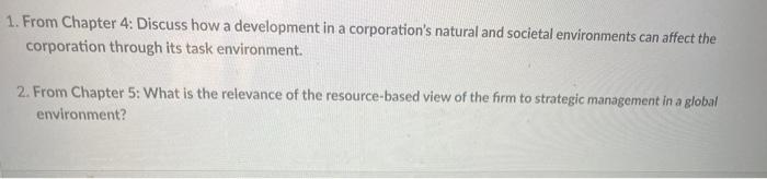 1. From Chapter 4: Discuss how a development in a