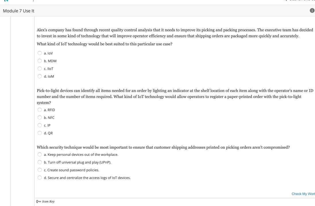 Module 7 Use it Alex's company has found through