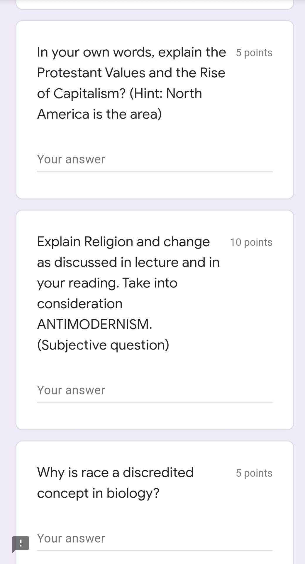 In your own words, explain the 5 points