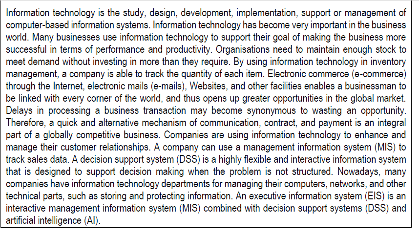 The article states: "An executive information