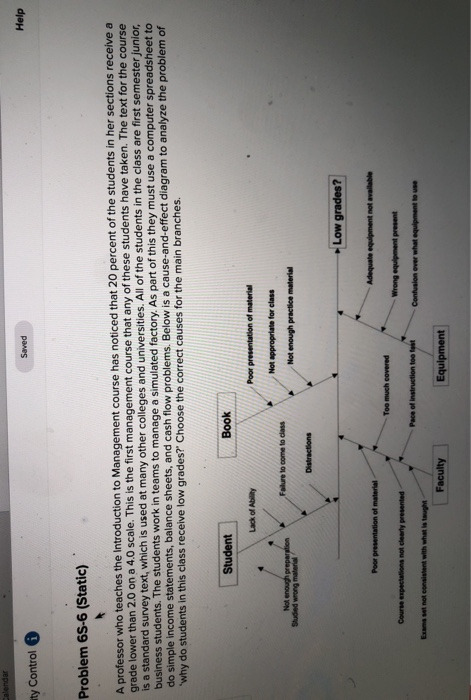 Calendar Saved Help ity Control Problem 65-6