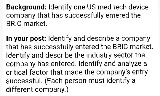 Background: Identify one US med tech device