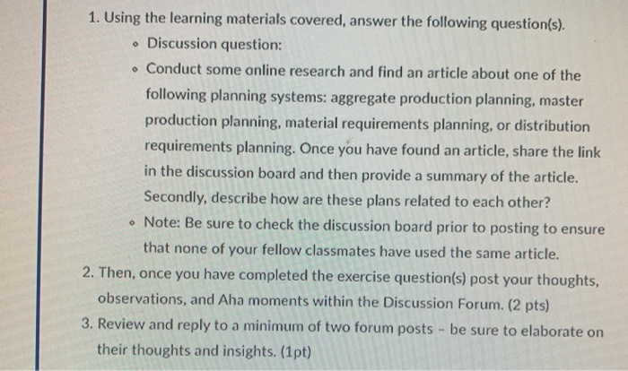 1. Using the learning materials covered, answer