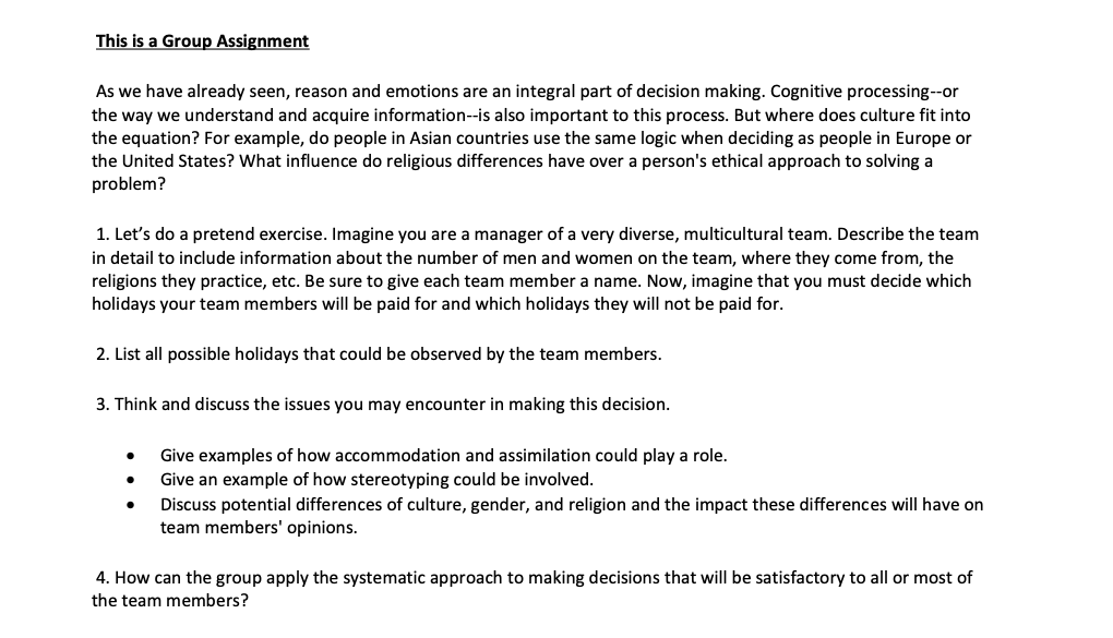 This is a Group Assignment As we have already