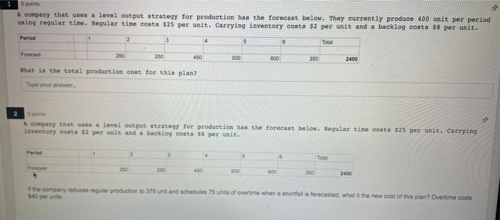 5 points A company that uses a level output