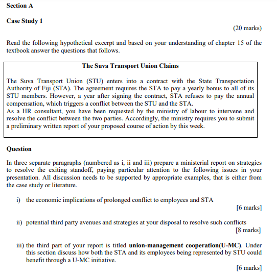 Section A Case Study 1 (20 marks) Read the