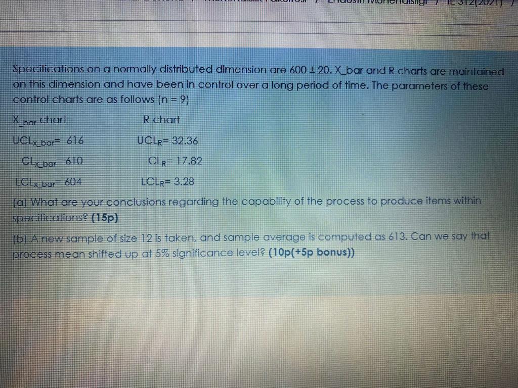 Specifications on a normally distributed