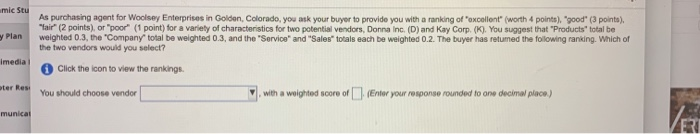 mic Stu y Plan As purchasing agent for Woolsey