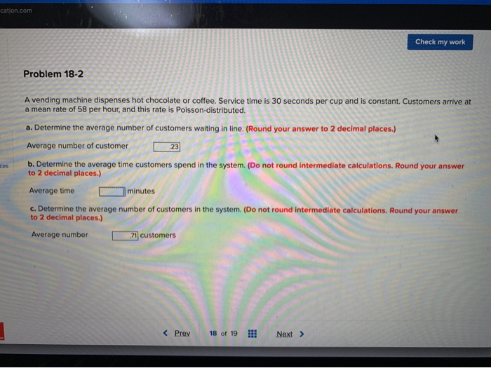 cation.com Check my work Problem 18-2 ces A
