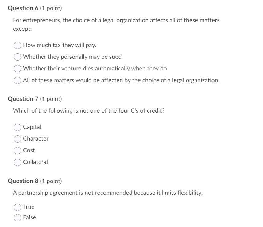 Question 1 (1 point) In a start-up situation,