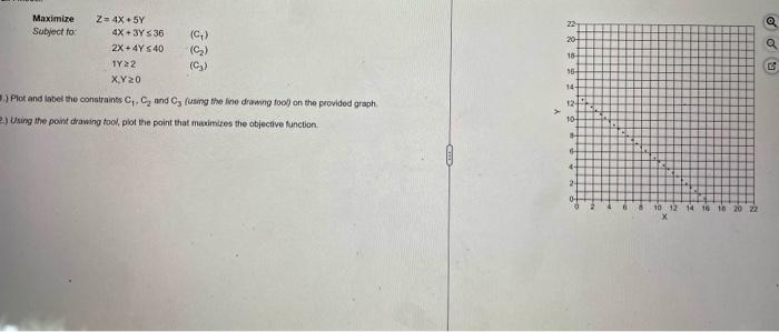 Maximize Subject to: 4X+3Y36 (C) 2X+4Y 40 (C)