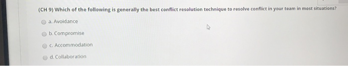 (CH 9) Which of the following is generally the