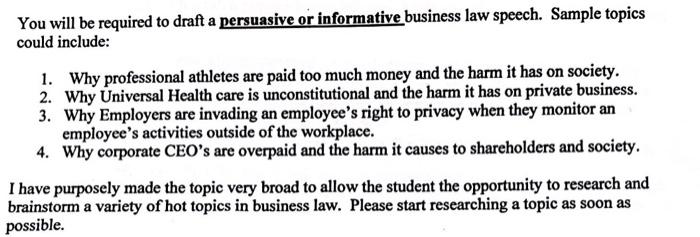 You will be required to draft a persuasive or