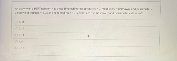 An activity on a PERT network has these time