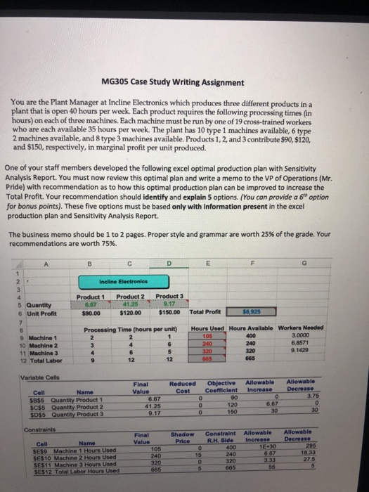 MG305 Case Study Writing Assignment You are the