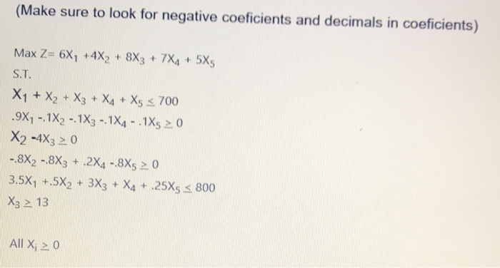 LP problem (Make sure to look for negative