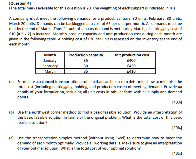 [Question 4] (The total marks available for this