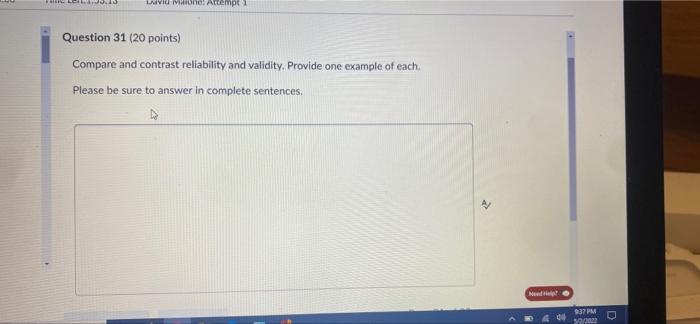Lavid Malone: Attempt 1 Question 31 (20 points)