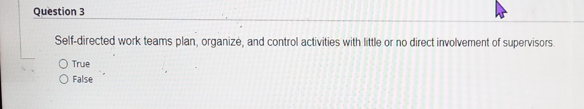 q3 and q4 re Question 3 Self-directed work teams