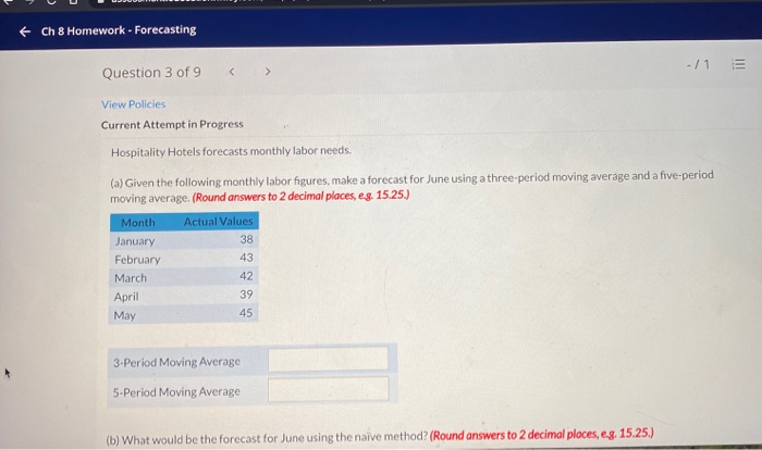 + Ch 8 Homework - Forecasting - / 1 III Question